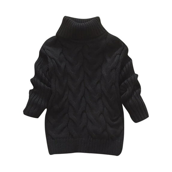 Huanglei Toddler Boys Girls Children's Winter Sweater Solid Color Turtleneck Knitted Top Stretch Shirt For Babys Clothes Girl's Oversized Sweaters