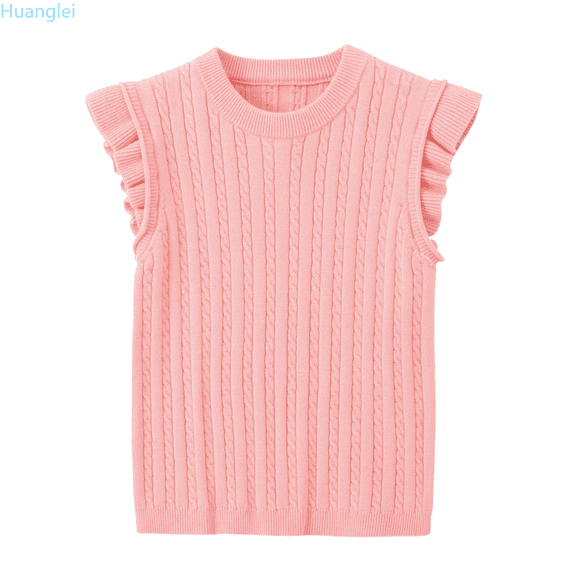 Huanglei Toddler Boys Girls Ruffles Vest Sweater Sleeveless Warm Knitted Pullover Knitwear Tops Girl's Winter Sweater