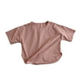 thumbnail image 1 of Huanglei Toddler Boys Girls Short Sleeve Summer Casual Tops Beach Holiday Solid Shirts T Shirt, 1 of 4