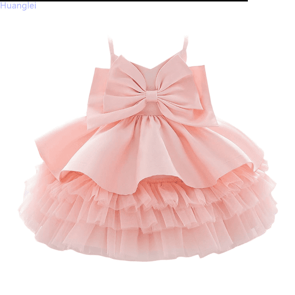 Huanglei Toddler Girls' 1st Birthday Princess Dress With Bow & Tulle Skirt Strapless Flower Girl Party Gown For Baby 1 3 Years Athletic Skirts 2-3 Years