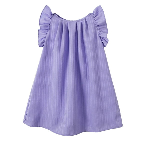Huanglei Toddler Girls Fly Sleeve Solid Dress Dance Party Dresses Clothes
