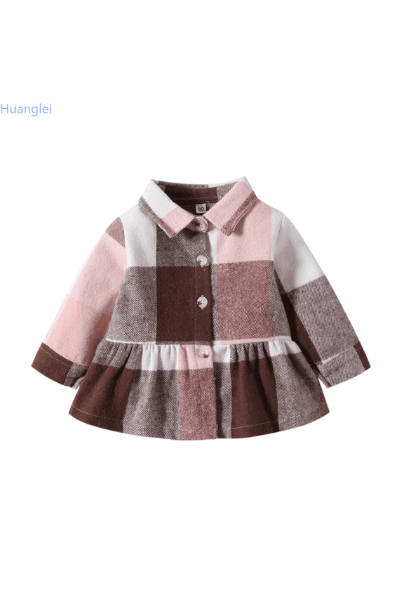 Toddler Girls Long Sleeve Plaid Prints Ruffles Coat Jacket Kids Jacket Tops Casual Coats 6-9 Months