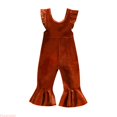 thumbnail image 1 of Huanglei Toddler Girls Ruffles Fly Sleeve Solid Romper Bell Bottoms Flare Jumpsuit ,6-12 Months ,Multicolor, 1 of 6