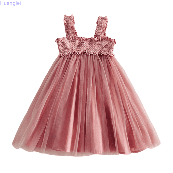 Huanglei Toddler Girls Sleeveless Mesh Lace Holiday Party Dress Dance Party Dresses Clothes Dress Girls 3-4 Years