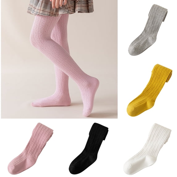 Huanglei Toddler Kids Baby Girls Cotton Solid Warm Leggings Pantyhose Stretchy Basic Full Length Pants Socks Pantihose For Winter ,Little Girls Leggings /Size 4-5 Years(E)