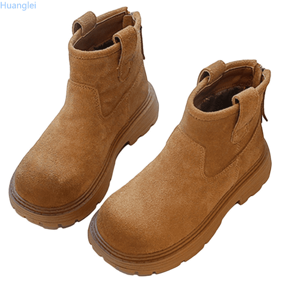 Huanglei Warm Winter Boots For Girls Sole Fashion Cute Ankle Booties Comfortable Outdoor Footwear Girls Zipper Knee Boots 2-2.5 Years