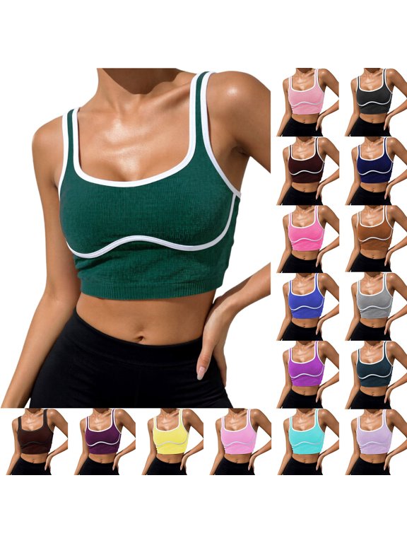 Women's Tank Top ,Spaghetti Strap Square Neck Cropped Athletic For —Jogging Yoga Singlet For Running Fitness Training (Red, Large)