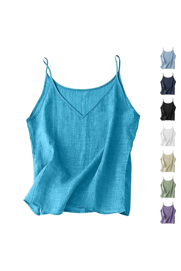 Women's Tank Top ,Spaghetti Strap V Neck Summer Solid Color Blend SleevelessStretch (Yellow, 3X-Large)