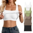 thumbnail image 1 of Huanglei Womens's Camisole Padded with Built-in Bra Wide Strap Round Neck Loose Layering Tank Top (Yellow, Medium), 1 of 6