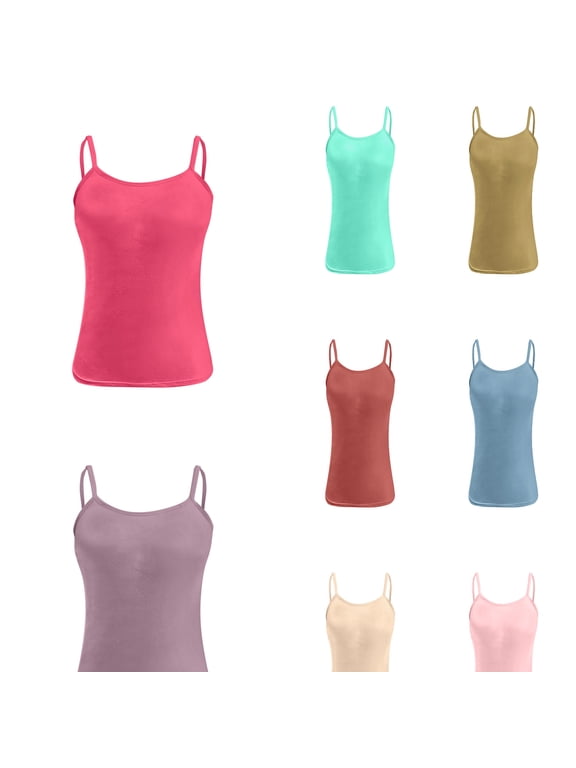 Womens's Tank Top, Padded with Built-in Bra Spaghetti Strap Square Neck Layering Tank Nylon Slim Fit Going Out (Brown, Medium)