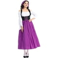 thumbnail image 1 of Huangx Bavarian Dirndl Dress for Women, Oktoberfest Costume with Scarf – Lace Up Apron Traditional German Dress Purple S, 1 of 3