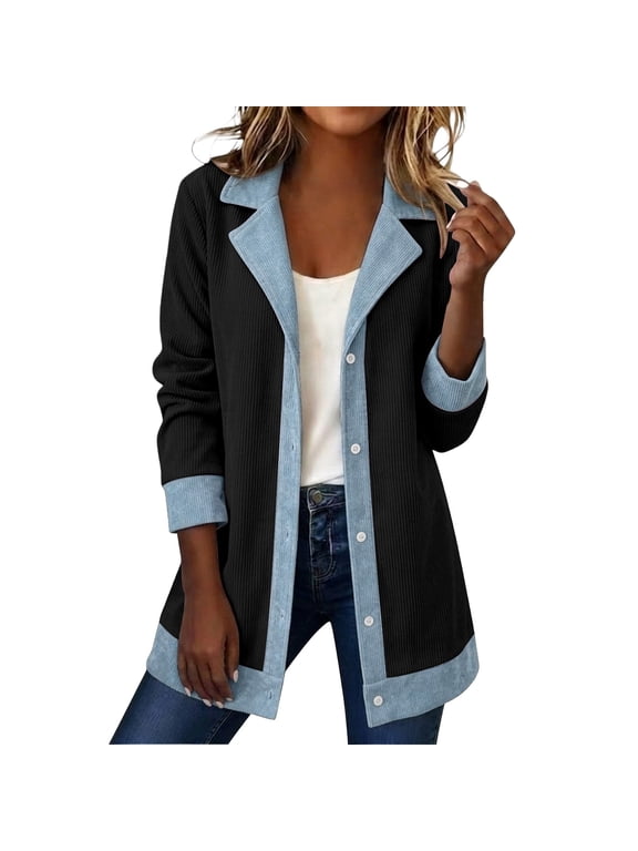 Plus Size Women's Longline Cardigan Jacket, Contrast- Open Front Duster Coat for Work and Weekend Layering