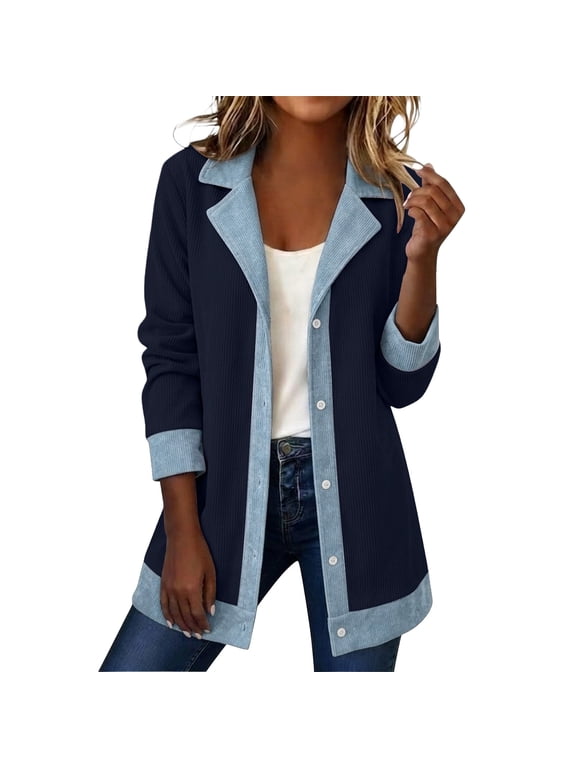 Plus Size Women's Longline Cardigan Jacket, Contrast- Open Front Duster Coat for Work and Weekend Layering