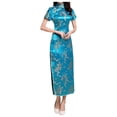 thumbnail image 1 of Huangx Women‘s Cheongsam Long Dress, Floral Faux Silk Maxi Dress – Bodycon Slim Fit with Stand Collar Qipao Sky Blue XXXL, 1 of 3
