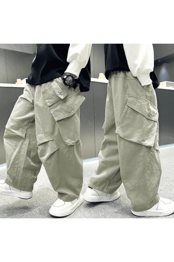 Boys Casual Cargo Pants Straight Leg Joggers Wide Loose Fit Trousers For Kids And Teenagers Comfortable Athletic Playwear 5t Boys Pants
