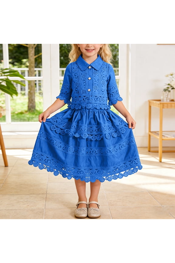 Girls Summer Outfit Lace Short Sleeve Top With Flowy Skirt Two Piece Matching For Toddler And Kids Casual Party Wear Baby Girl Clothes Bundle