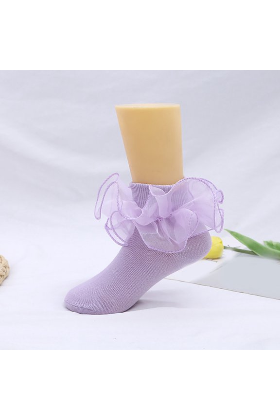Lace Slim Pure Color Combed Edge For Children Girls Style Student Dance 6 18 Dirk Socks