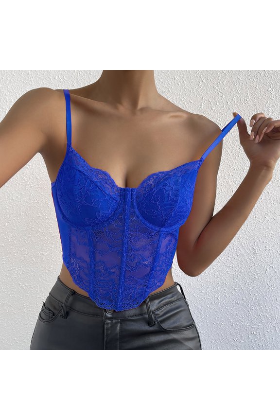 Ladies Lace Rims Fishbone Navel Slim Vest Lace Camisole Crop Top