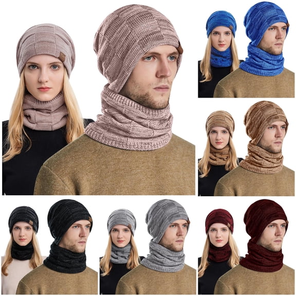 Huangxinggg Men's And Women's Winter Knitted Windproof Hood Scarf Coif Winter Knit Hat Warm Hats For Adult Cap