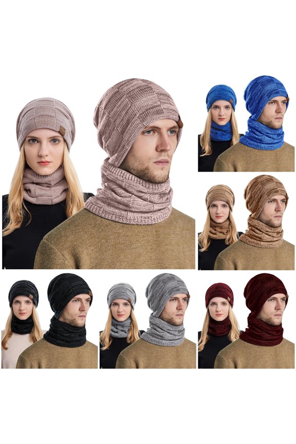 Men's And Women's Winter Knitted Windproof Hood Scarf Coif Winter Knit Hat Warm Hats For Adult Cap