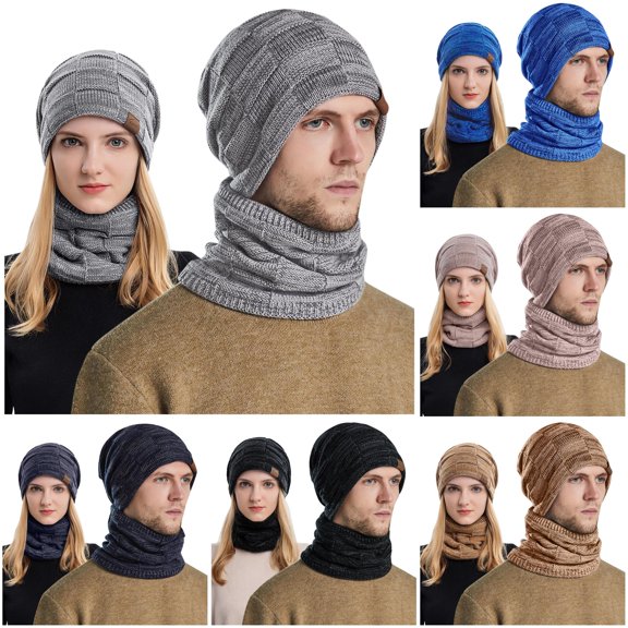 Huangxinggg Men's And Women's Winter Knitted Windproof Hood Scarf Coif Winter Knit Hat Warm Hats For Adult Cap