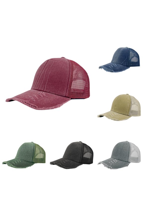 Perforated Denim Shading Female Fashion Versatile Baseball Cap Keep Hammering Decal