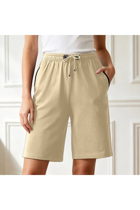 Summer Beach Shorts Plus Size Casual 5 Inch Inseam Loose Fit Bottoms Short Sleeve Tunics for Women