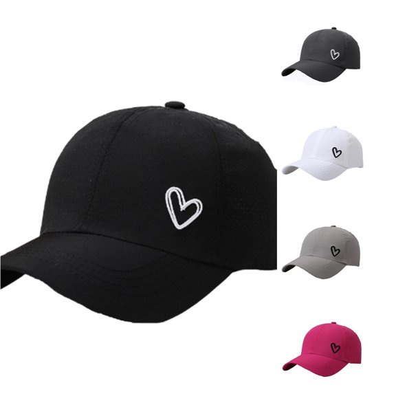 Huangxinggg Unisex Breathable Baseball Cap With Heart Embroidery For Everyday Wear Classic Visor Hat With Mesh For Sun And Comfort Hot Rod Magazine Hat