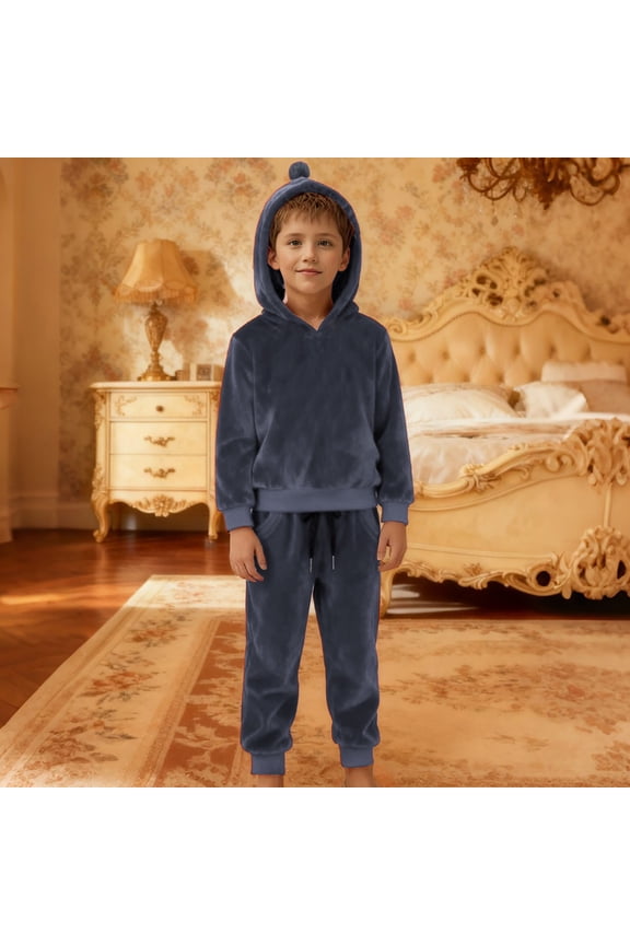 Velvet Tracksuit For Kids Boys And Girls Warm Two Piece Outfit Lined Jogger With Hoodie For Fall Winter 3 Boy Clothes