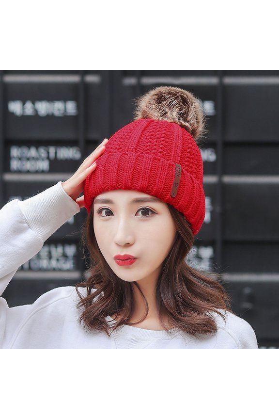 Warm Windproof Hat Women's Knit Thicken Wool Solid Fashion Cap Baseball Caps Womens