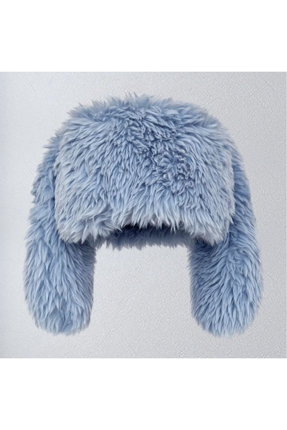 Winter Hat With Rabbit Ears Soft Ear Cap For Cold Weather Warm Lined Skinned Cap