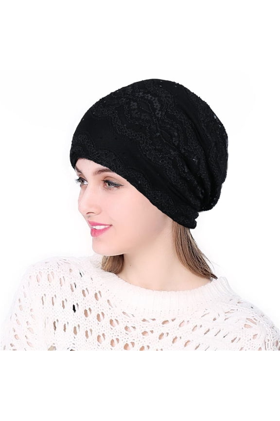 Women Soild Lace Stretch Turban Hat knitting Hair Loss Head Scarf Wrap Lost Hat