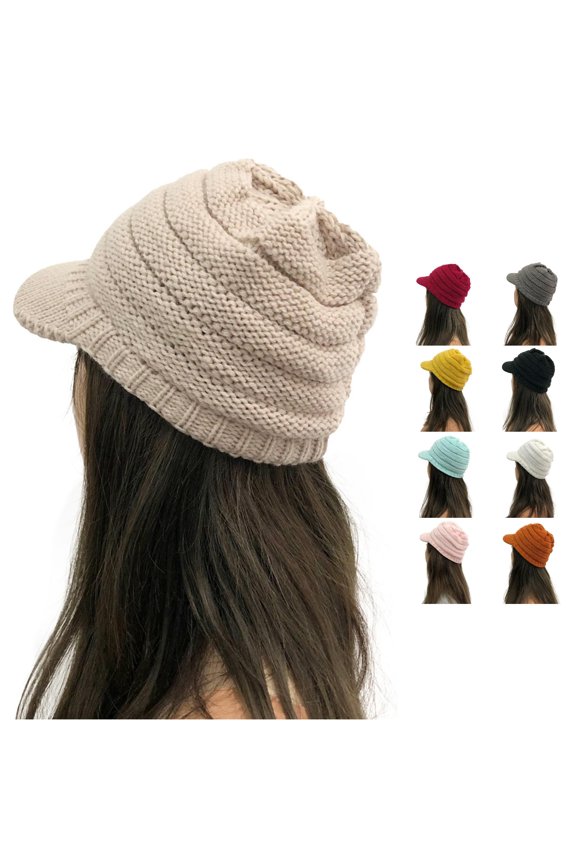 Women Solid Stitching Outdoor Hats Knit Cap Peaked Cap Gentleman Hat