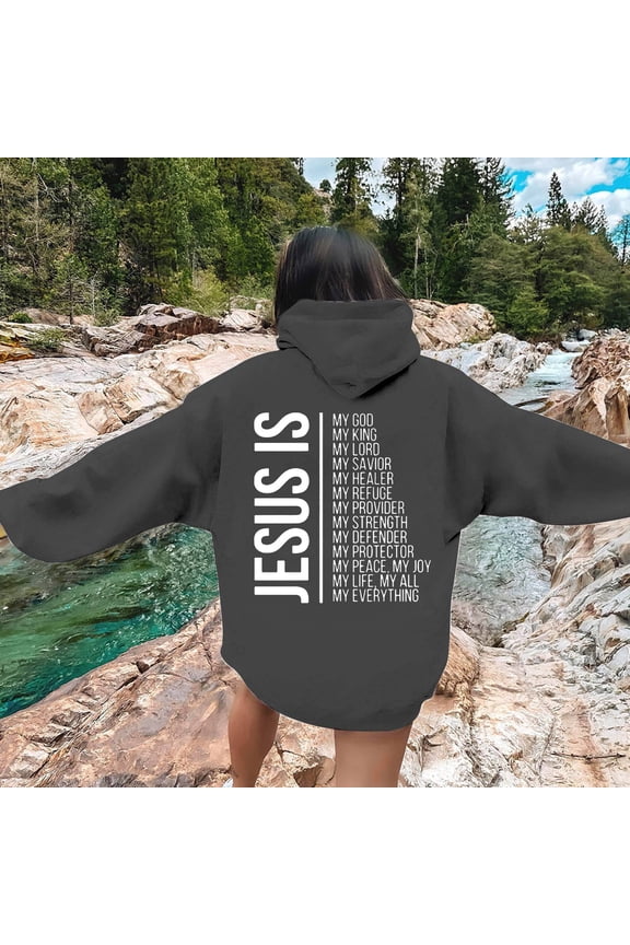 Women's Casual Crew Neck God Letter Hoodie Tunic Hoodie Sweatshirts for Women