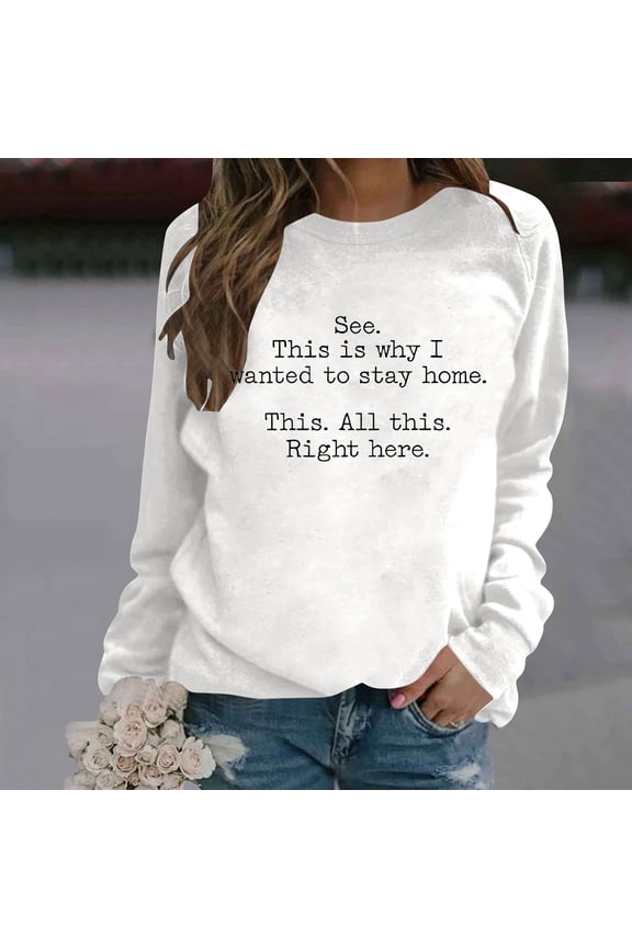 Women's Fashion Casual Solid Color Loose Long Sleeve Letter Print Round Neck Hoodie Elderly Women's Sweaters