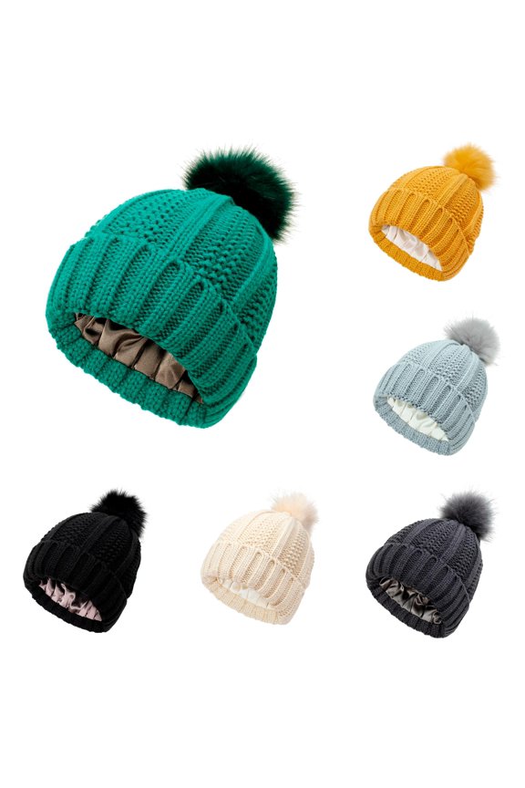 Womens Winter Knitted Hat With Pom Warm Knit Cap Hats For Women Womens Baseball Caps Cute