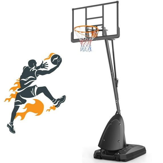 Huanherad Basketball Hoop Outdoor, 4.9-10FT Adjustable Height, Portable Basketball Hoops & Goals with 48 inch Shatterproof Backboard, Best for Kids/Youth/Adults