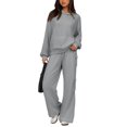 thumbnail image 1 of Huankd 2 Piece Lounge Sweat Sets Plus Size Fall Fashion Matching Sweatsuits Wide Leg Pants Travel Outfit Winter Clothes Gray M, 1 of 5