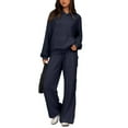 thumbnail image 1 of Huankd 2 Piece Lounge Sweat Sets Plus Size Fall Fashion Matching Sweatsuits Wide Leg Pants Travel Outfit Winter Clothes Navy XL, 1 of 4