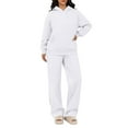 thumbnail image 1 of Huankd 2 Piece Lounge Sweat Sets Plus Size Spring Fashion Matching Sweatsuits Wide Leg Pants Travel Outfit Winter Clothes White M, 1 of 5