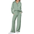 thumbnail image 1 of Huankd 2 Piece Sets for Women 2025 Fall Outfits Sweatsuit Oversized Sweatshirt Wide Leg Sweatpants Matching Set Tracksuit Mint Green L, 1 of 6