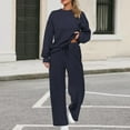 thumbnail image 1 of Huankd 2 Piece Sets for Women Spring Trendy Long Sleeve Sweatshirt Wide Leg Pants Loungewear Set Matching Sweatsuit Navy M, 1 of 5