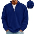 thumbnail image 1 of Huankd 2026 New Men's Quarter Zip Pullover, Textured Knit Sweater, Casual Slim Fit Long Sleeve Winter Sweatshirt Dark Blue 2XL, 1 of 7