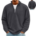 thumbnail image 1 of Huankd 2026 New Men's Quarter Zip Pullover, Textured Knit Sweater, Casual Slim Fit Long Sleeve Winter Sweatshirt Dark Gray S, 1 of 7