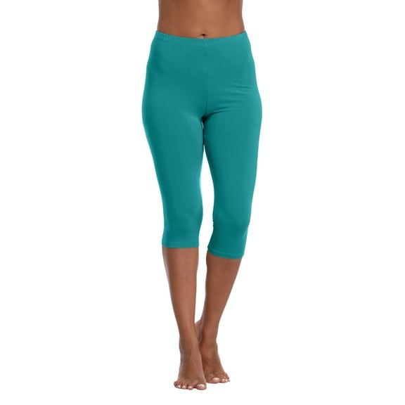 Petite Capris for Women Plus Size Pull on Leggings Female Active Workout Yoga Crop Skimmer Sky Blue