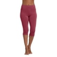 thumbnail image 1 of Petite Capris for Women Plus Size Pull on Leggings Female Active Workout Yoga Crop Skimmer Wine, 1 of 6