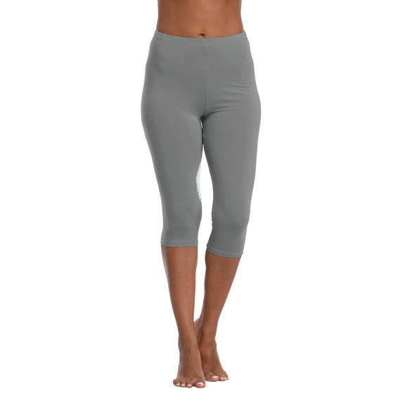 Petite Capris for Women Plus Pull on Leggings Female Active Workout Yoga Crop Skimmer Light Gray