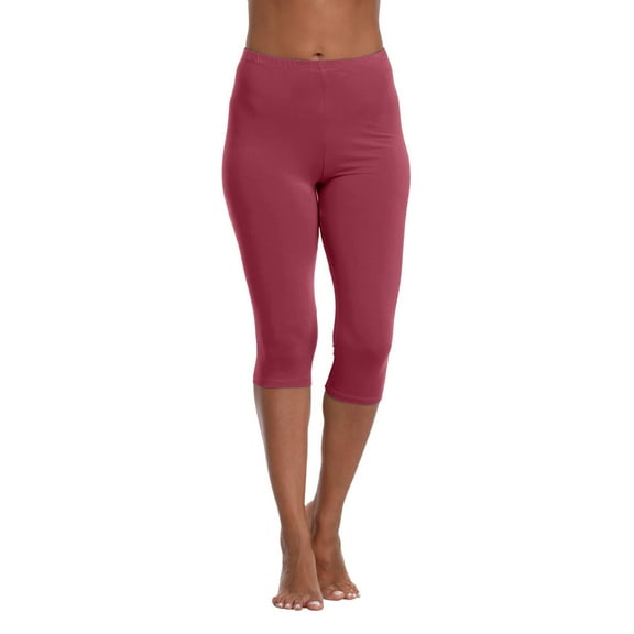 Petite Capris for Women Plus Size Pull on Leggings Female Active Workout Yoga Crop Skimmer Wine