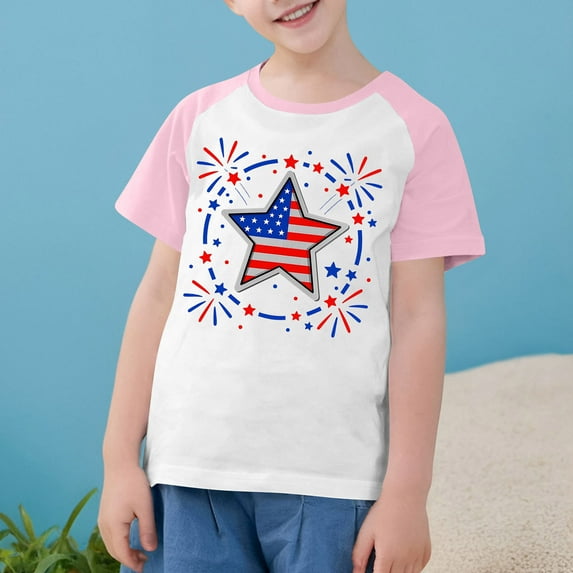 Xdegoge Orders Placed By Me July 4Th 4Th of July Clothes for Girls Boys Kids Graphic American Flag Shirt Usa Patriotic Shirt Crewneck Summer Short Sleeve T Shirt 13 Years Old Girl Gift