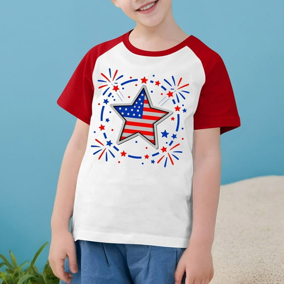 Xdegoge Order History Online July 4Th 4Th of July Clothes for Girls Boys Kids Graphic American Flag Shirt Usa Patriotic Shirt Crewneck Summer Short Sleeve T Shirt 3 Years Old Girl Gift
